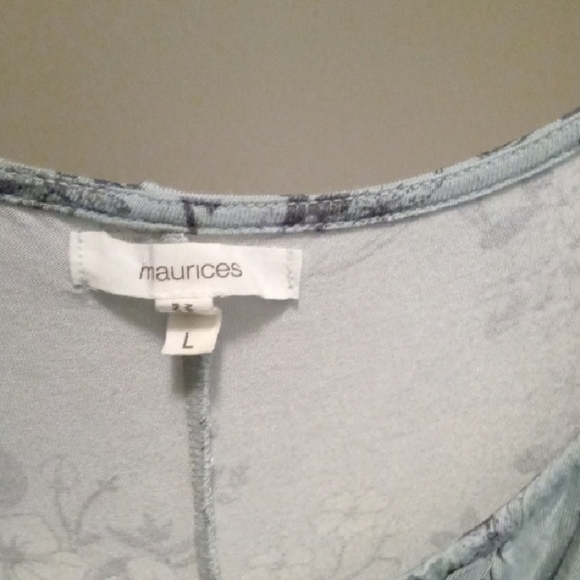 Womans L Maurices Blue Blouse with Smocked Design and Bib Collar Shoulderless - Picture 2 of 4